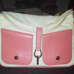 KATE SPADE IVORY AND CORAL SHOULDER BAG